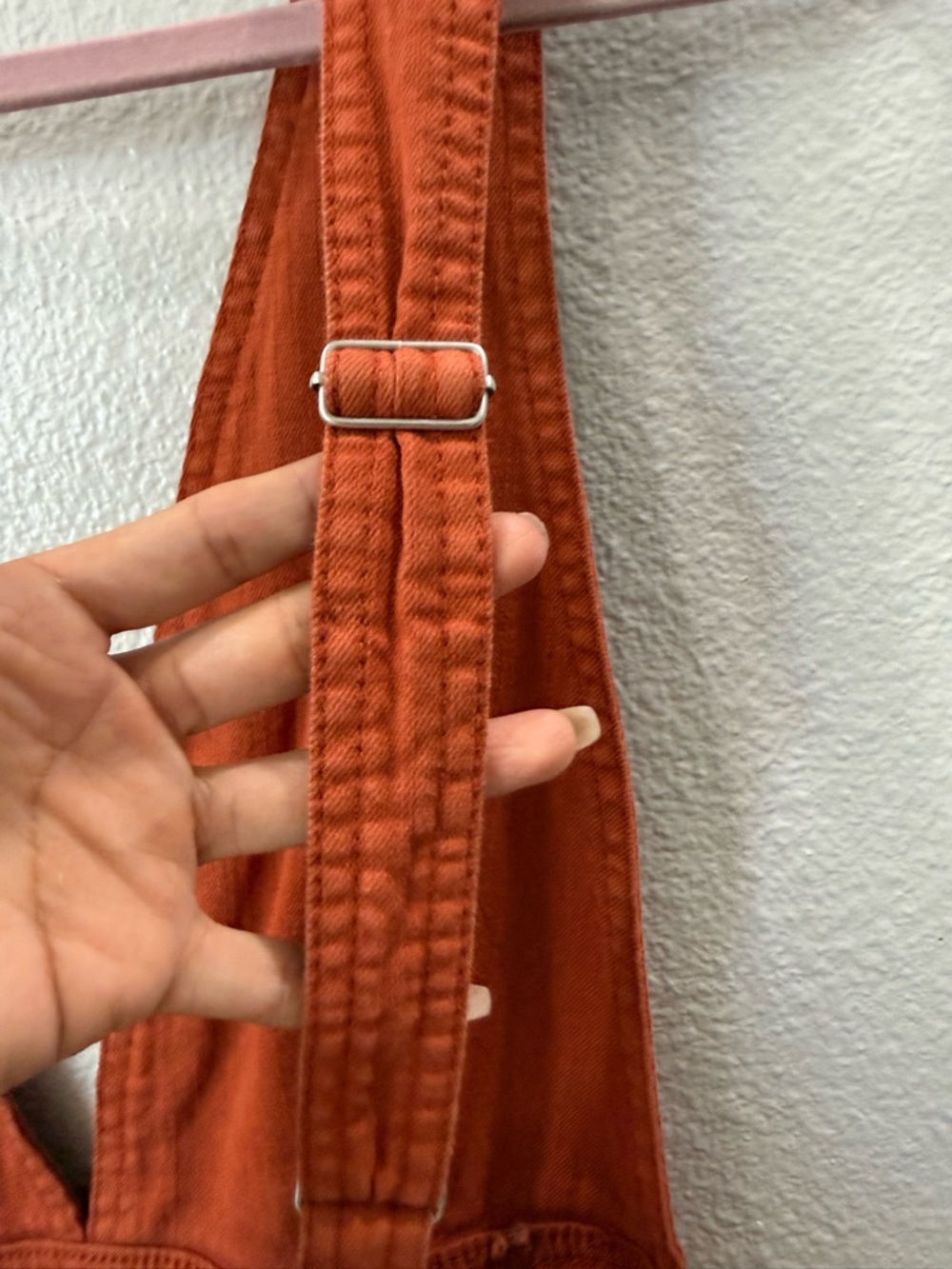 Montrez Wide Leg Jumpsuit Rust Orange Overalls Adjustable Top Boho Flare Pants - Picture 7 of 13